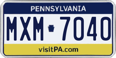 PA license plate MXM7040