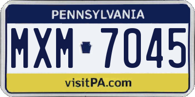 PA license plate MXM7045