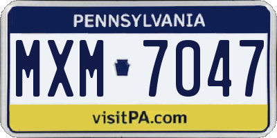 PA license plate MXM7047