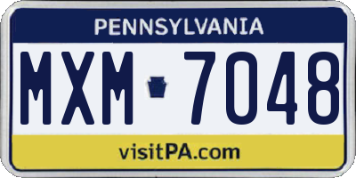 PA license plate MXM7048
