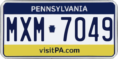 PA license plate MXM7049
