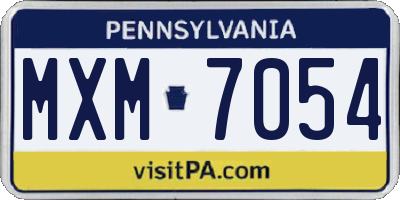 PA license plate MXM7054