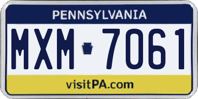 PA license plate MXM7061