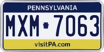 PA license plate MXM7063
