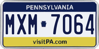 PA license plate MXM7064