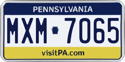 PA license plate MXM7065