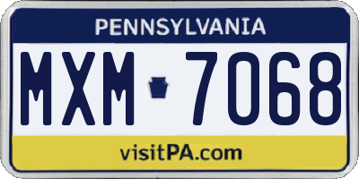 PA license plate MXM7068