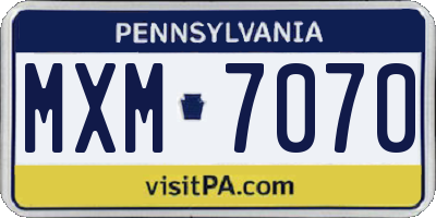 PA license plate MXM7070
