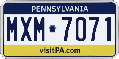 PA license plate MXM7071