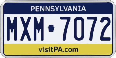PA license plate MXM7072