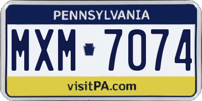 PA license plate MXM7074