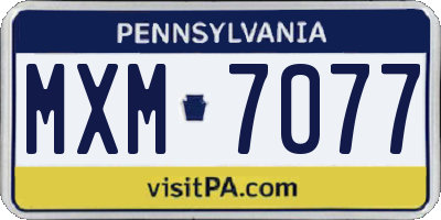 PA license plate MXM7077