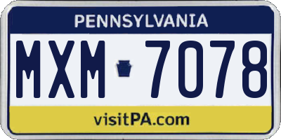 PA license plate MXM7078