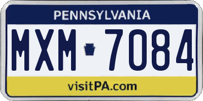 PA license plate MXM7084