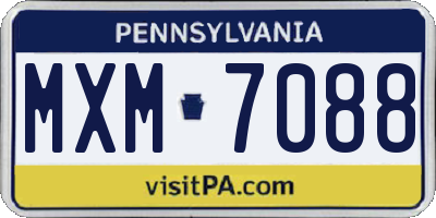PA license plate MXM7088