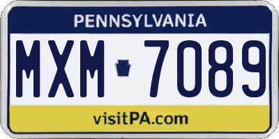 PA license plate MXM7089