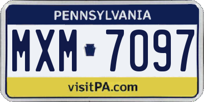 PA license plate MXM7097