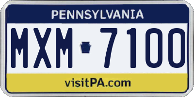 PA license plate MXM7100