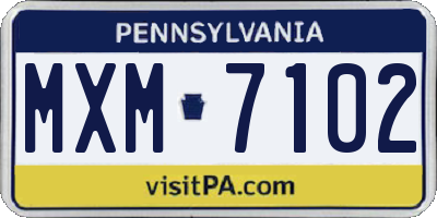 PA license plate MXM7102