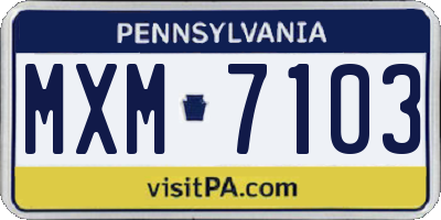 PA license plate MXM7103