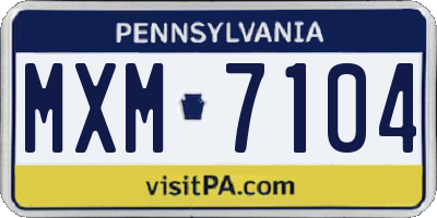 PA license plate MXM7104