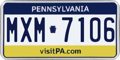 PA license plate MXM7106