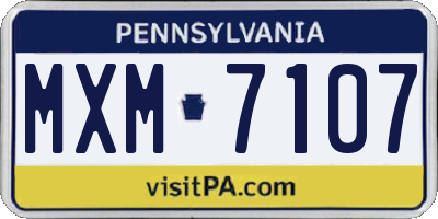 PA license plate MXM7107