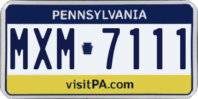 PA license plate MXM7111
