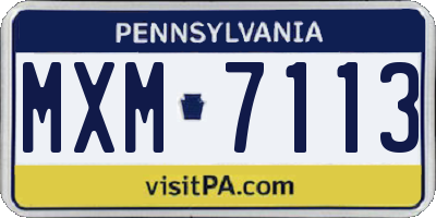 PA license plate MXM7113