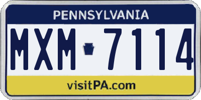 PA license plate MXM7114