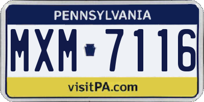 PA license plate MXM7116