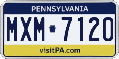 PA license plate MXM7120