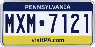 PA license plate MXM7121