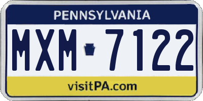 PA license plate MXM7122