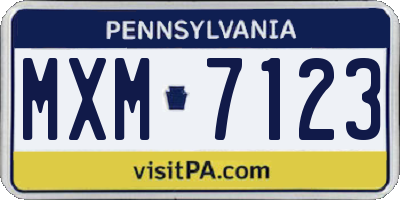 PA license plate MXM7123