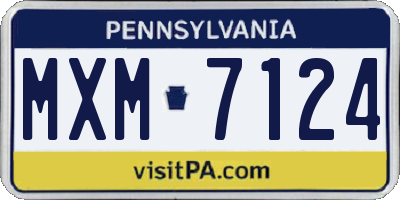 PA license plate MXM7124