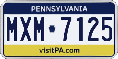 PA license plate MXM7125