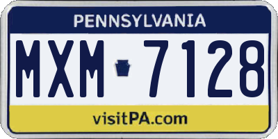 PA license plate MXM7128