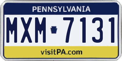 PA license plate MXM7131