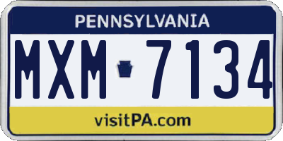 PA license plate MXM7134