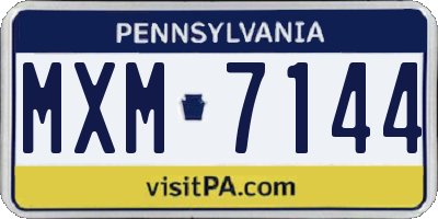 PA license plate MXM7144
