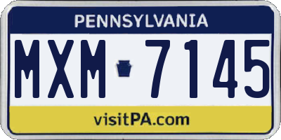 PA license plate MXM7145