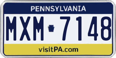 PA license plate MXM7148