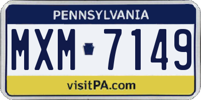 PA license plate MXM7149