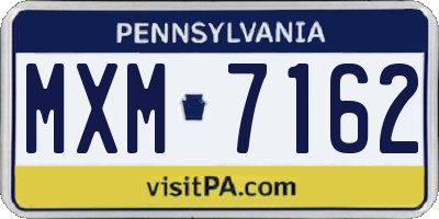 PA license plate MXM7162