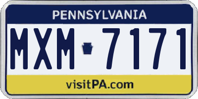 PA license plate MXM7171