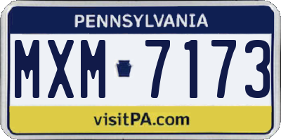 PA license plate MXM7173
