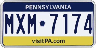 PA license plate MXM7174