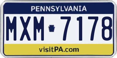 PA license plate MXM7178