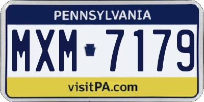 PA license plate MXM7179